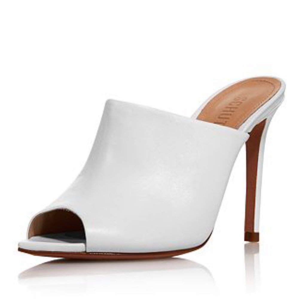 SCHUTZ White Trudy High Heel Peep Toe Mules Sz10.5